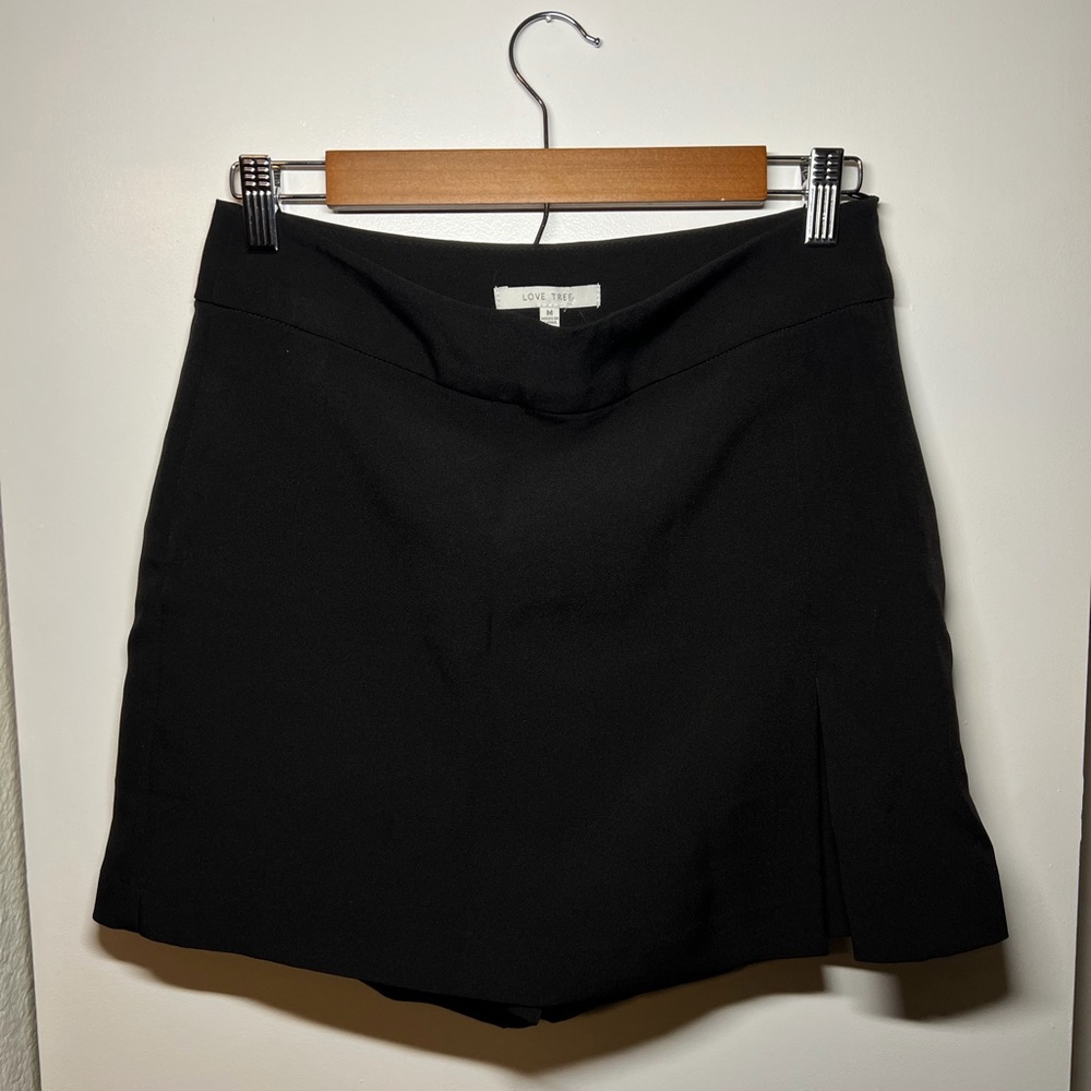 Love Tree Black Skort with Front Slit Detail